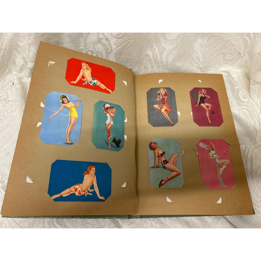 Vintage 1940s 1950s My Card Collection Album Full Pinup Girls Horses Dogs Swap - Picture 4 of 10